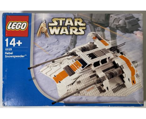 A boxed set of Lego 10129 'Rebel Snowspeeder' Star Wars. Partially built, contents not checked otherwise. No instructions. We