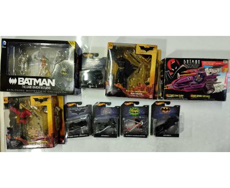 Nine Batman collectables - many sealed in original packaging. To inc: Eaglemoss 'Dark Knight Returns' set, others inc Hot Whe