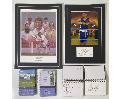 A collection of signed sporting memorabilia to inc: three mounted displays with signatures from: Amir Khan, Ian Botham, Steve