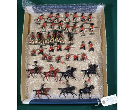 42x Britains Lead Soldiers. Including; 14x Scots Guards running with rifles. 7x Scots Guards marching plus a Piper. 13x Guard