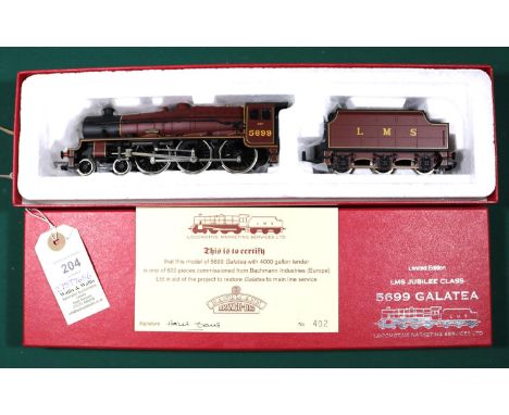 A Bachmann Branchline OO gauge LMS Jubilee Class 4-6-0 locomotive, Galatea 5699, in lined maroon livery. Boxed with informati