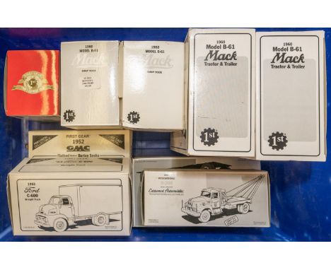 10 1st Gear 1/34 Scale Trucks. 2x 1960 Model B-61 Mack tractor &amp; Trailer, Hostess Cupcakes and Armstrong Tires. 3x 1960 M