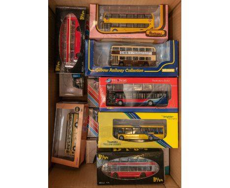 20 1:76 Scale Buses and Coaches. 8x EFE including Leyland Olympian Damory Coaches and Xelabus. Daimler DMS Yellow Buses Bourn