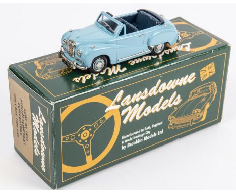 Lansdowne Models LDM9A 1953 Austin Somerset Convertible. In light blue with dark blue interior, top down. Boxed. with packing