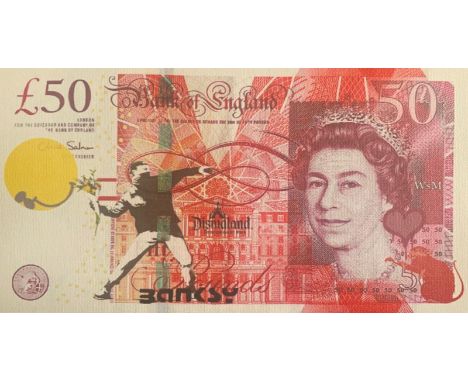 BANKSY X DISMALAND – D’APRESBanksy is a Dismal, 2015Sérigraphie sur toile figurant un billet de 50 poundsSérigraphie sur toil