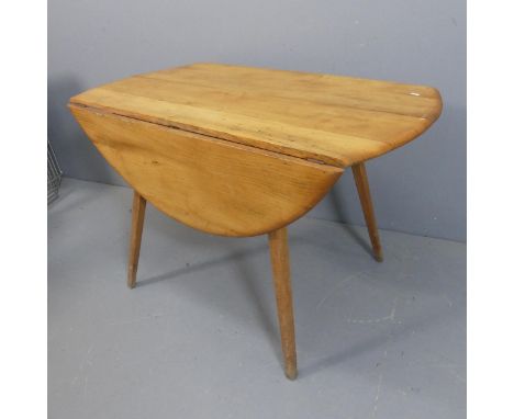 ERCOL - A mid-century drop-leaf table. Length 103cm, height 71cm, width 65cm (extending to 128cm).Some marks and surface scra