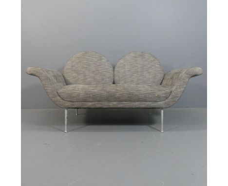 A post-modern two-seater La Gondola sofa, with double rounded back, in the manner of Salotti Ambrogi. Overall width 168cm, he