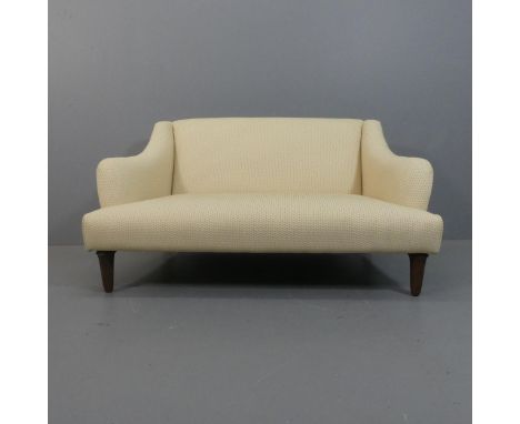 A modern Victorian style two-seater sofa. Overall length 138cm, height 73cm, depth 83cm, seat length 105cm, height 38cm, dept