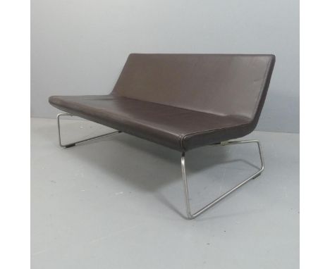 Barber and Osgerby for Cappellini, Italy, a Superlight two-seater settee or sofa, the leather upholstered seating on metal ro