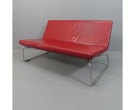 Barber and Osgerby for Cappellini, Italy, a Superlight two-seater settee or sofa, the leather upholstered seating on metal ro