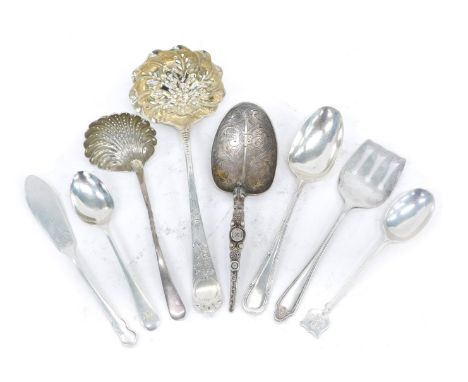A quantity of silver, to include two sifter spoons, a Celtic design spoon, etc., 6.18oz. 