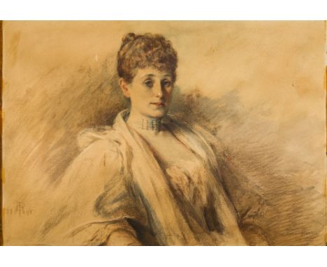 ENGLISH SCHOOL (19th century) Portrait of Lady Marcus BeresfordWatercolour, signed with monogram, dated 1895 and titled in pe