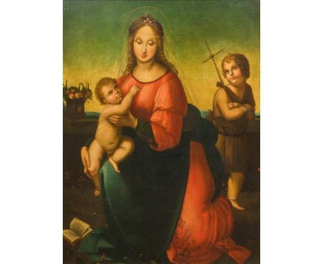 After RAPHAEL (1483-1520) ItalianVirgin and Child with John the BaptistOil on canvas, framed.  74 x 99 cm.  CONDITION REPORTS