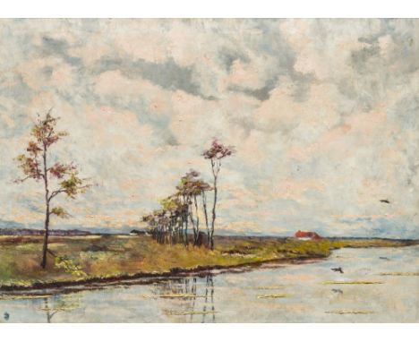 CONTINENTAL SCHOOL (late 19th/early 20th century)Extensive River LandscapeOil on canvas, indistinctly signed with monogram, f