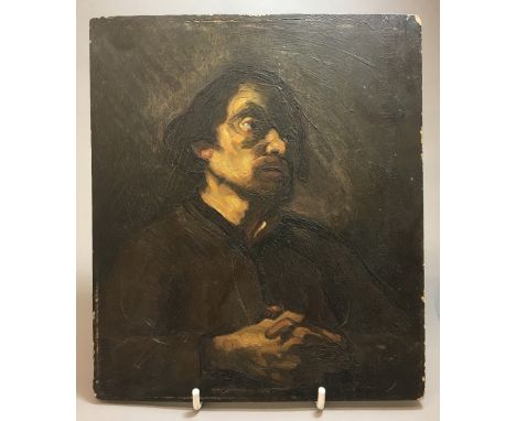 CONTINENTAL SCHOOL (18th/19th century)Chiaroscuro, Portrait of a ManOil on panel, unframed, old red wax collectors seal to ve