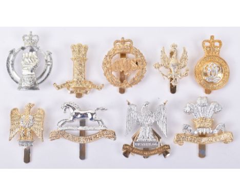 9x British Cavalry Regiment Anodised Cap Badges, consisting of gold anodised 11th Hussars with slider fitting by Firmin Londo