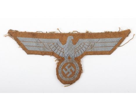 WW2 German Army Tropical / Afrika Korps Tunic Breast Eagle, fine bevo example in uniform removed condition. 