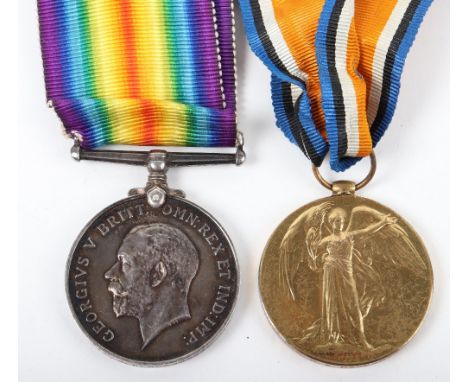 WW1 War and Victory Medal Pair Army Ordnance Corps, medals with original ribbons, named to rim “022997 PTE.G.R.HAMMONDS A.O.C