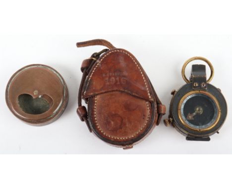 WW1 British Officers Compass, fine example of a 1914 dated Verners Pattern compass housed in its original 1916 dated Sam Brow
