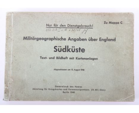 Scarce German Operation Sea Lion Handbook for the Invasion of England 1940, edition of the South coast of England covering an