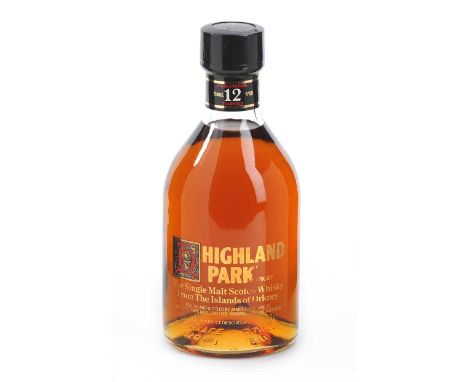 ONE BOTTLE OF HIGHLAND PARK SINGLE MALT SCOTCH WHISKY FROM THE ISLANDS OF ORKNEY - - TWELVE YEARS OLD 