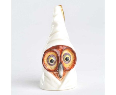 ROYAL WORCESTER PORCELAIN FIGURE, 'OWL IN A HOOD' - - HEIGHT 3.5 INCHES
