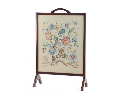 TAPESTRY FIRESCREEN WITH FLORAL DESIGN - - HEIGHT 31 INCHES X WIDTH 20 INCHES