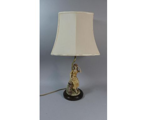 A Late 20th Century Resin Figural Table Lamp in the Form of Seated Girl with Spaniel 