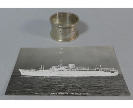 A Silver Napkin Ring from the Aureol, Complete with Postcard, Sheffield 1951, Walker and Hall 