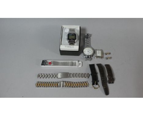 A Collection of Three Wrist Watches Including Timex Indiglo Together with Watchstraps etc 