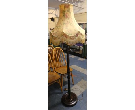 A Mid 20th Century Mahogany Standard Lamp and Shade 