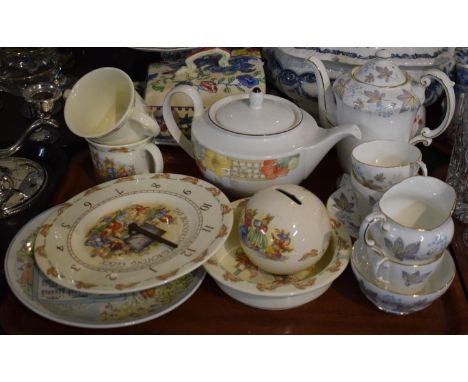 A Tray Containing Paragon Coffee for Two Set, Bunnykins and Peter Rabbit Childrens China, Teapot etc 