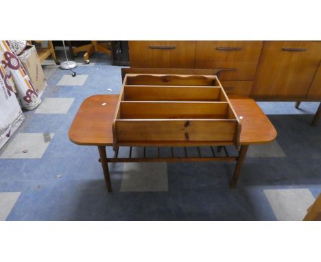 A Vintage 1970's Coffee Table with Stretcher Shelf Together with a Wall Mounting Three Shelf Unit 