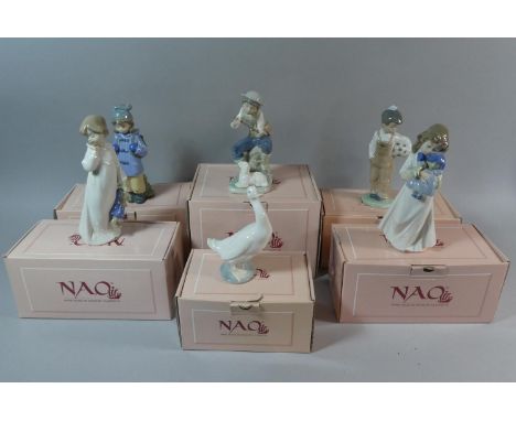 A Collection of Six Boxed Nao Figural and Bird Ornaments 