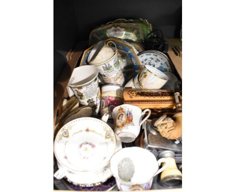 A miscellaneous selection of items including display plates, a Meerschaum style pipe, a set of opera glasses, an oriental woo