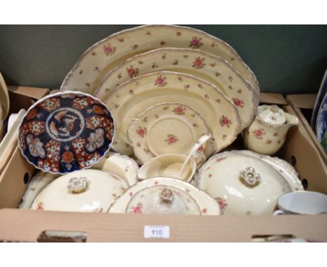 A Crown Ducal 'Pink Roses' part dinner service to include tureens, meat platters and gravy boat etc sold along with a small a