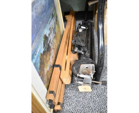 A Royal Langnickel wooden easel and a music stand etc.