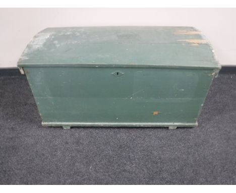 A painted antique pine trunk 