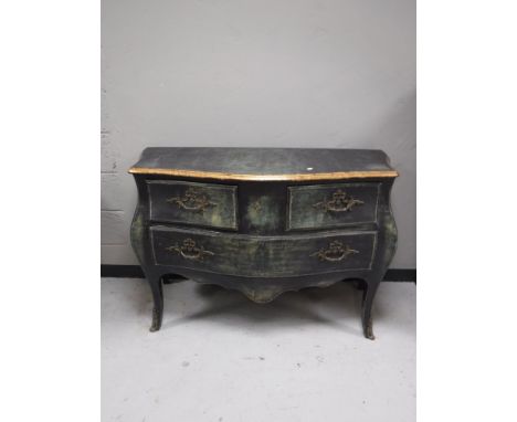 A continental painted three drawer commode chest 