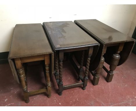 Three oak gate leg tables 
