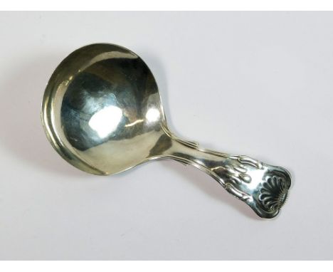 CADDY SPOON. A George IV caddy spoon by Unite & Hilliard. Birmingham 1829.  Please note that all items in this auction are pr