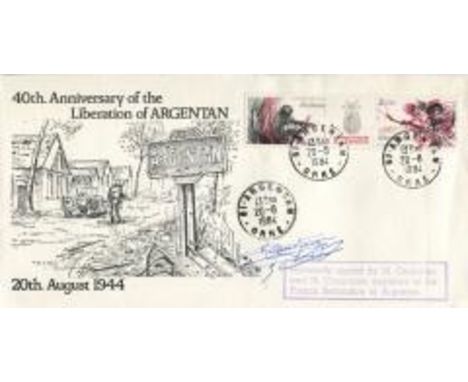 WW2 French Resistance 40th anniversary of the Liberation of Argentan cover signed by M. Quandieu and M. Chauviere who were me
