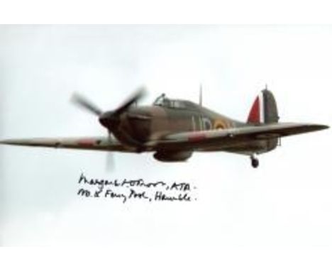 WW2 ATA Pilot 8x12 Inch Photo Of A Hurricane Signed By Margaret Frost Who Flew With No15 Ferry Pool Out Of Hamble, Near South