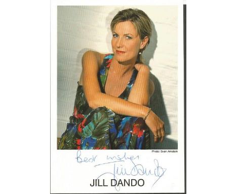 Jill Dando signed colour 6 x 4 inch photo, nice relaxed pose. English journalist, television presenter, and newsreader who wa