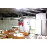 Approx' 27' x 15' Paint Booth with (2) Tables Exhaust Filtration unit, Fire Suppression System