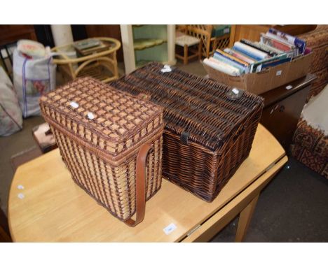 A wicker picnic hamper and one other (2)