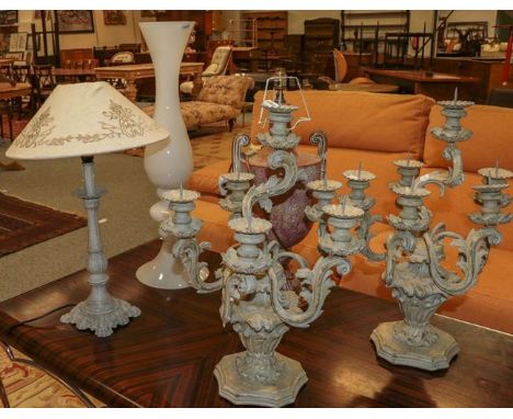 Five boxes of decorative household glass, ceramics and metalwares including candlesticks, vases, teapots etc, together with t