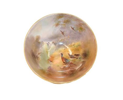 A Royal Worcester bowl painted by James Stinton (foot a.f.) 