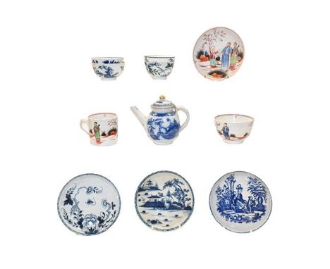 A Philip Christian Liverpool blue and white tea bowl and saucer circa, 1770, together with a Caughley tea bowl and saucer, ot