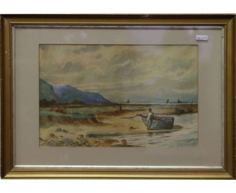 A gilt framed watercolour coastal scene signed and dated G Ashworth 1907.